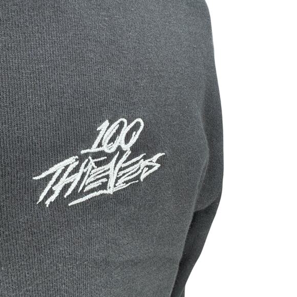 100 Thieves Hoodie Mens Medium Black Cotton Streetwear Drawstring Pullover Heavy - Picture 2 of 9